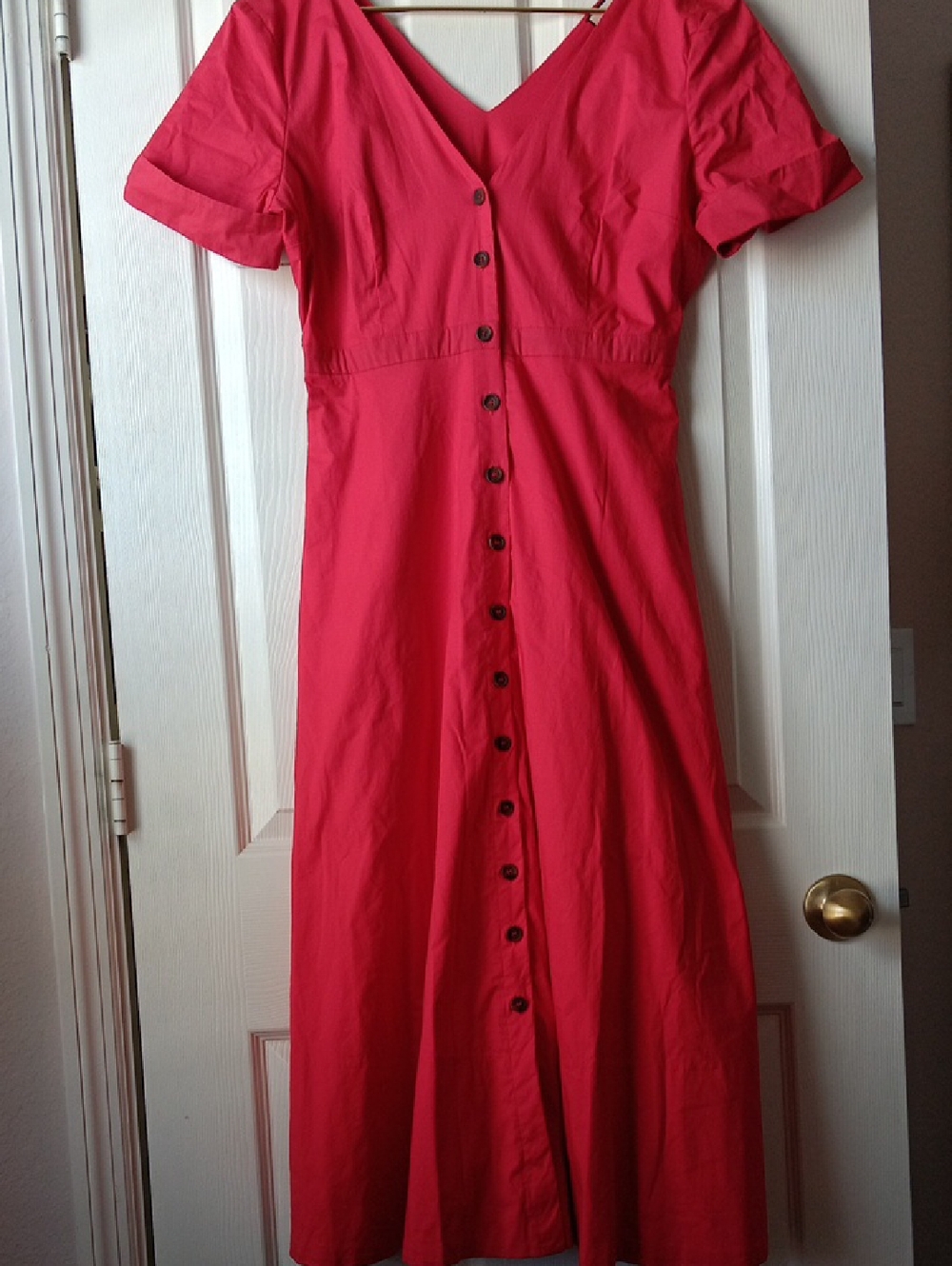 TUCKERNUCK..KATE..RED BUTTON DOWN MIDI